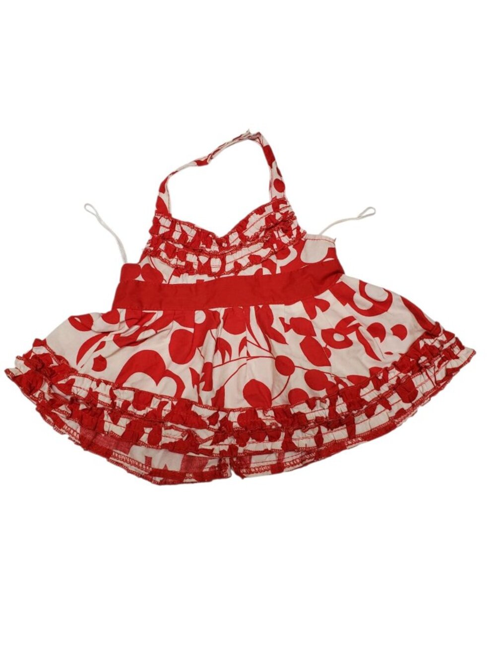 Build-A-Bear BABW Vintage Y2K White Red Pin Up Pinafore Halter Dress Costume